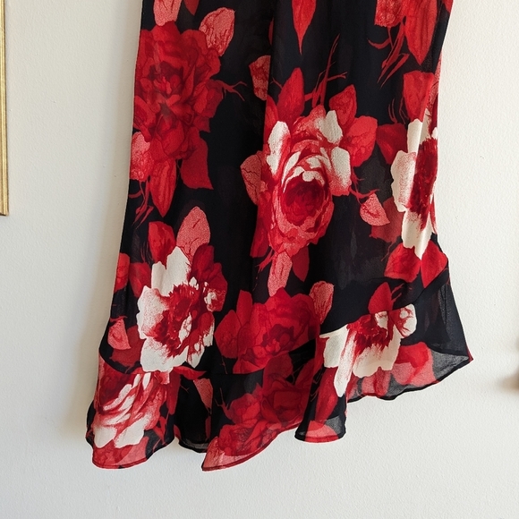 Vintage Mesh Floral Asymmetrical Midi Dress - Picture 5 of 6